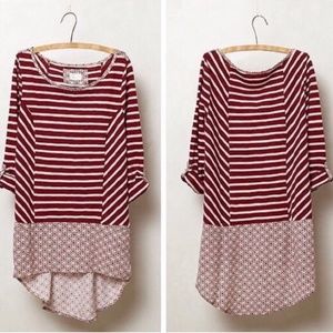 Anthopologie Postmark Red Pink Mixed Pattern Top
